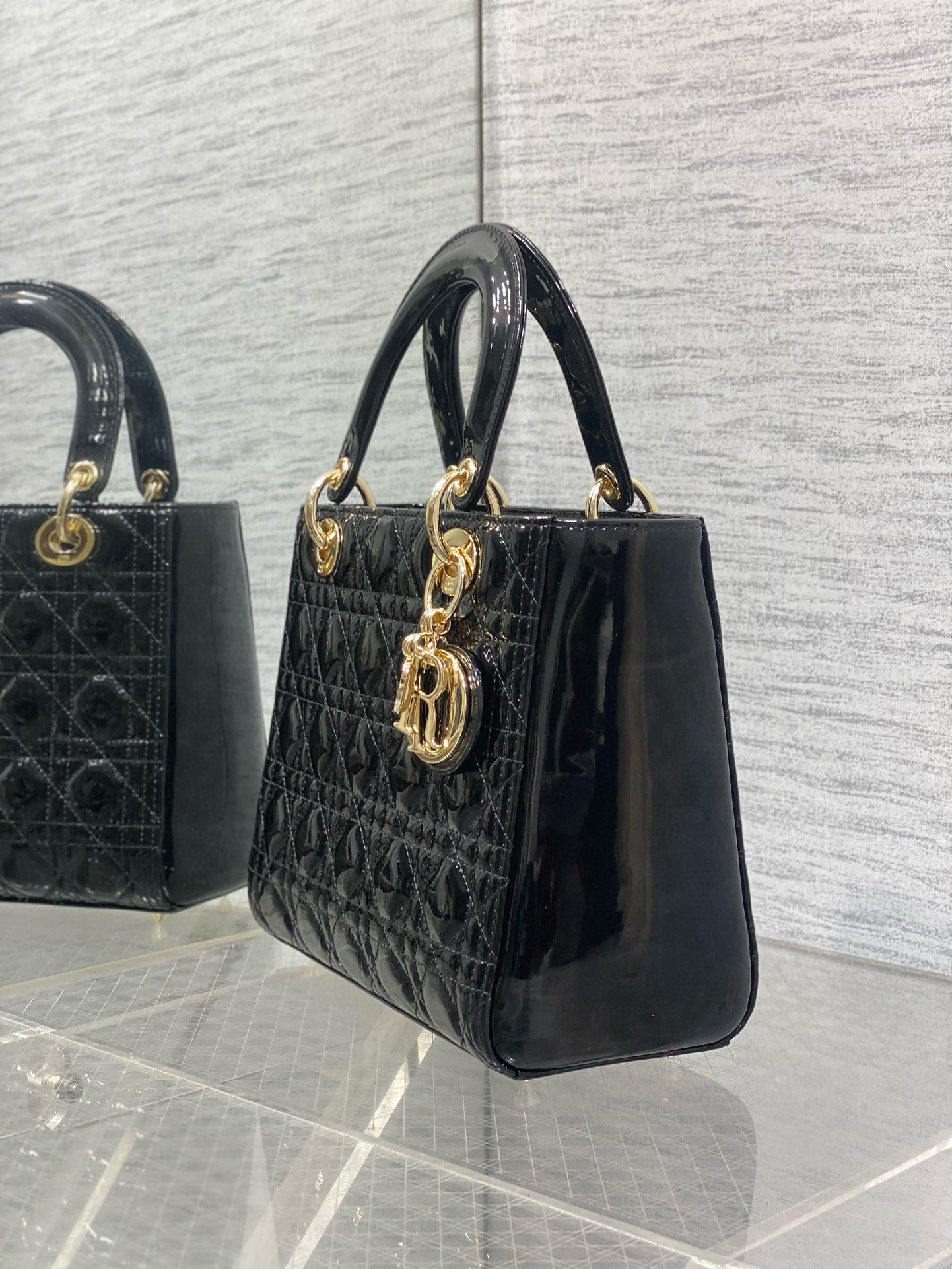 Dior Lady Dior Small Patent Cannage Leather Top Handle Bag - Image 17
