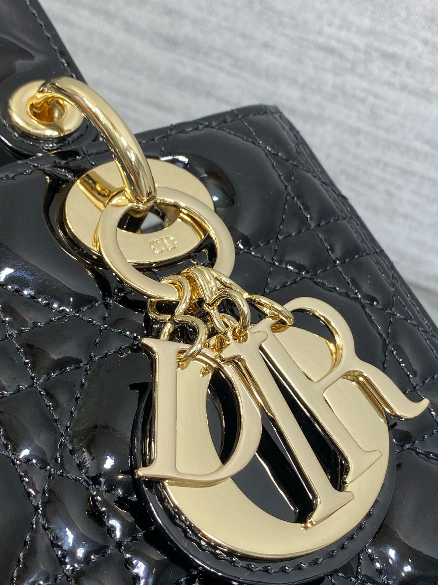 Dior Lady Dior Small Patent Cannage Leather Top Handle Bag - Image 13