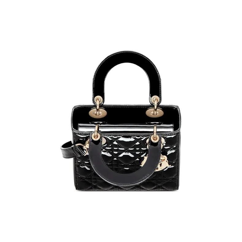 Dior Lady Dior Small Patent Cannage Leather Top Handle Bag - Image 12