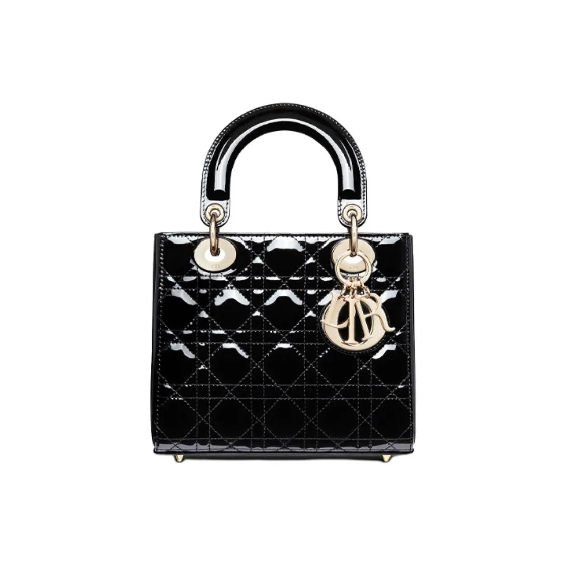 Dior Lady Dior Small Patent Cannage Leather Top Handle Bag - Image 15