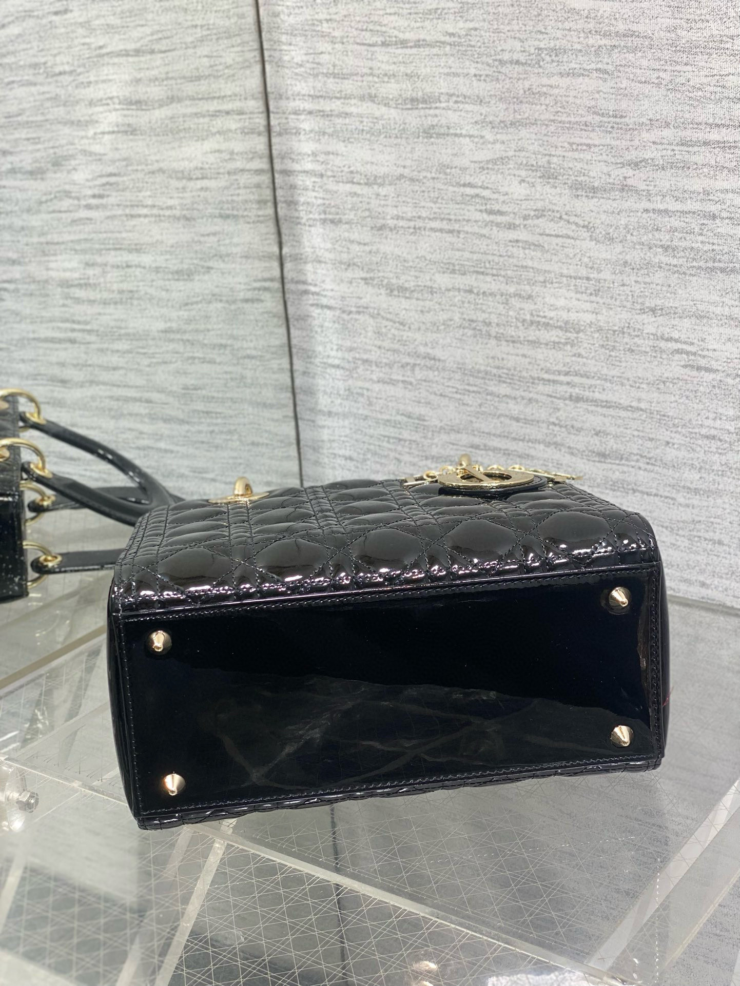 Dior Lady Dior Small Patent Cannage Leather Top Handle Bag - Image 8