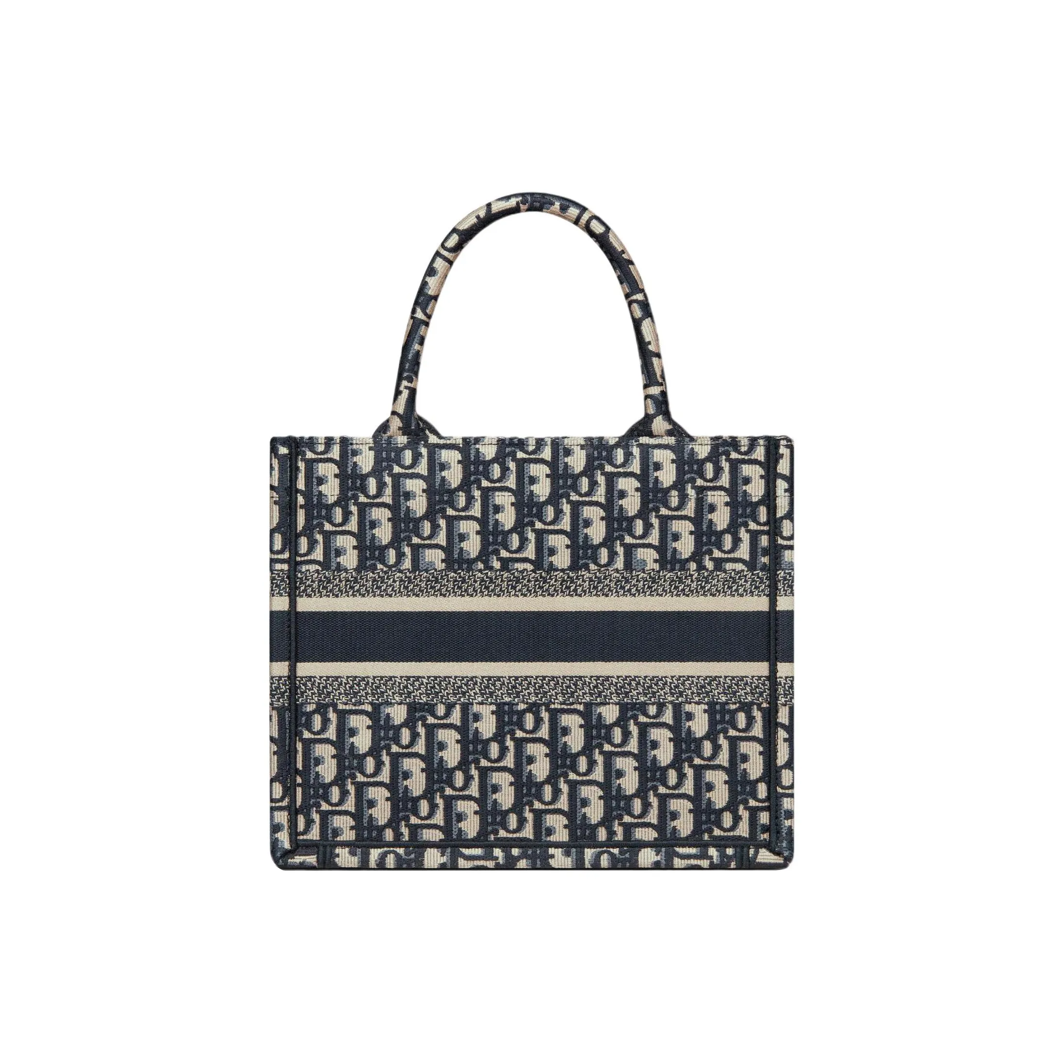 Dior Small Book Tote Blue Oblique Embroidered Tote Bag - Image 4