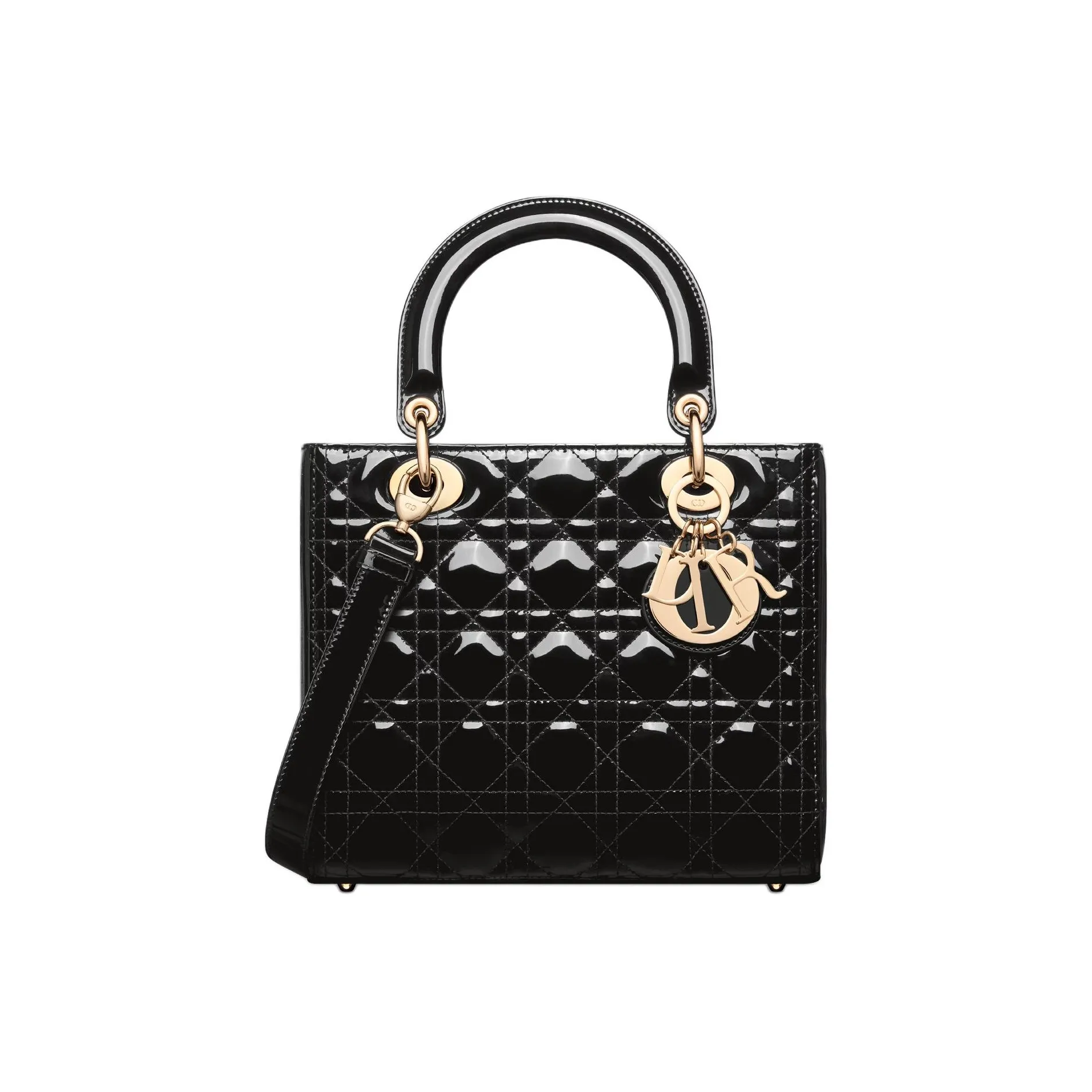 Dior Lady Dior Small Patent Cannage Leather Top Handle Bag - Image 3