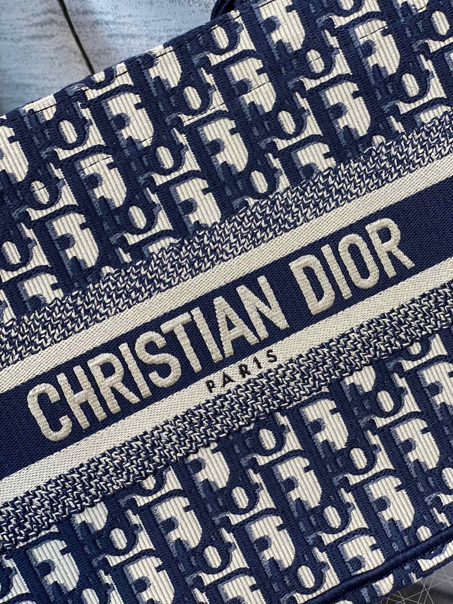 Dior Small Book Tote Blue Oblique Embroidered Tote Bag - Image 13