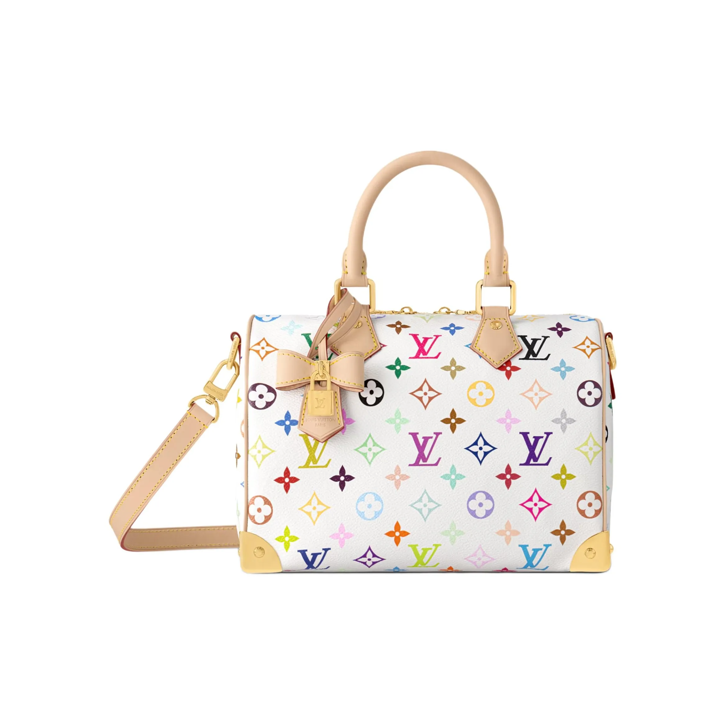 Louis Vuitton x Takashi Murakami Speedy Bandoulière 25 White Monogram Canvas Bag - Image 20